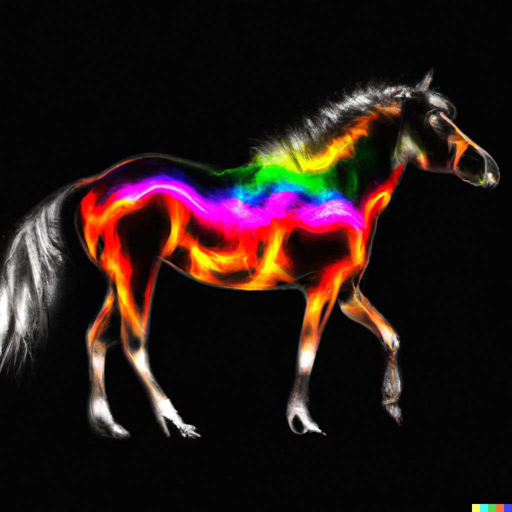 a horse, digital art made from colorful gradients, airbrush